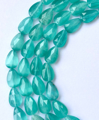 Faceted Teal Blue Agate Teardrop Beads for Jewelry Making