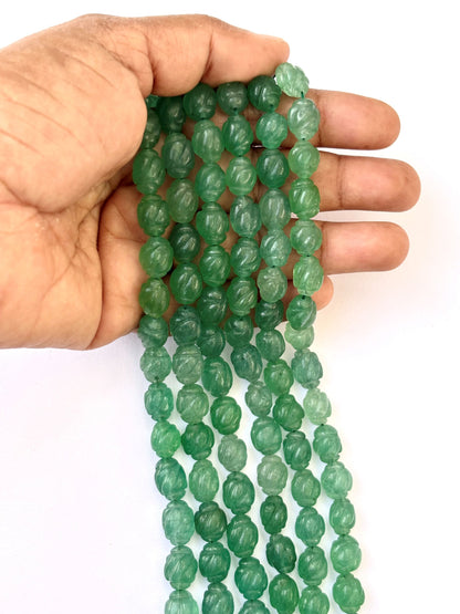 Green Strawberry Quartz Carved Beads for Jewelry Making