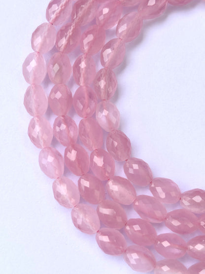 Faceted Pink Quartz Oval Beads for Jewelry Making