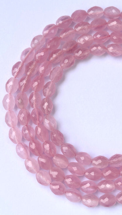 Faceted Pink Quartz Oval Beads for Jewelry Making