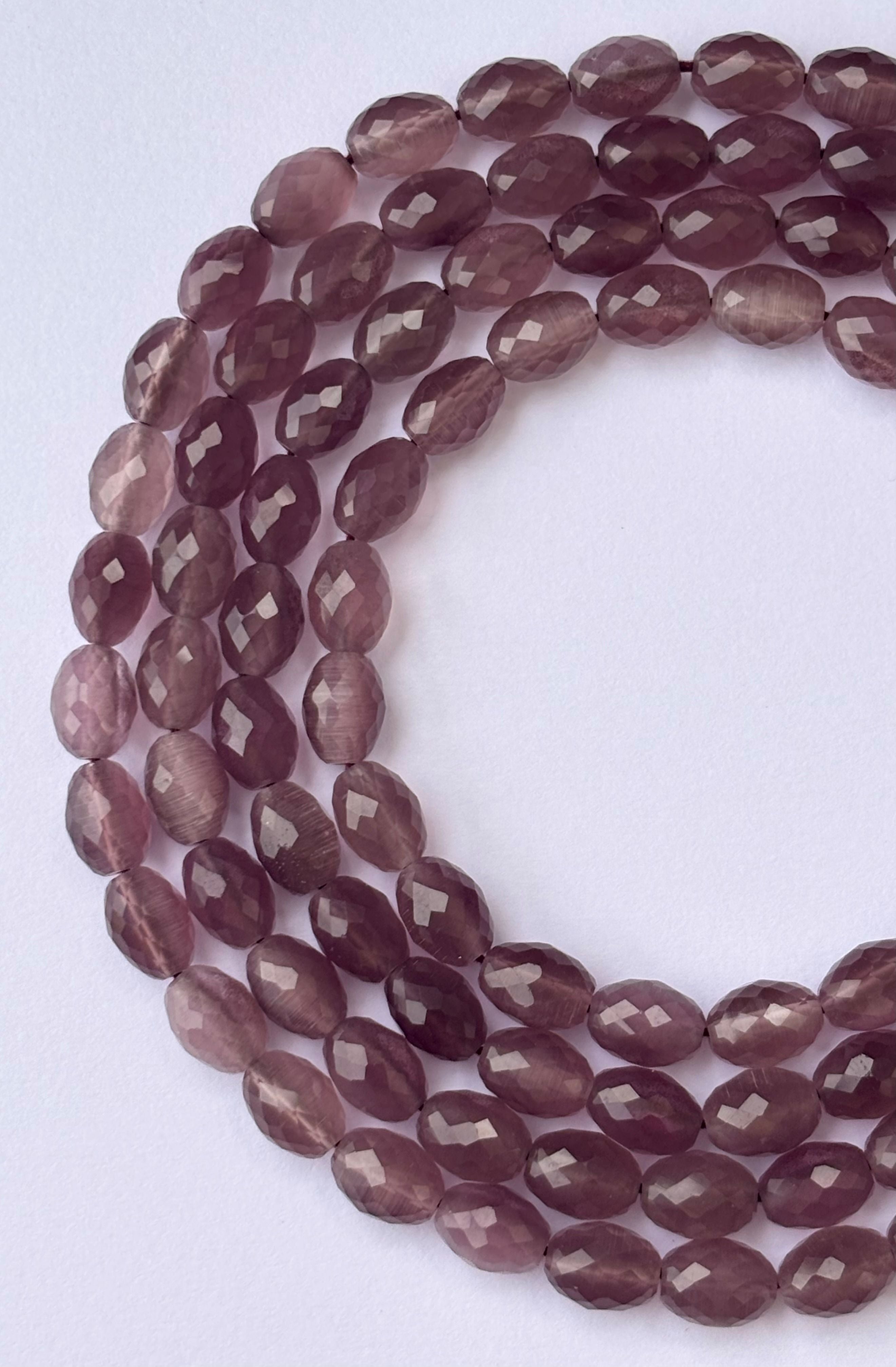 Faceted Plum Purple Agate Oval Beads for Jewelry Making