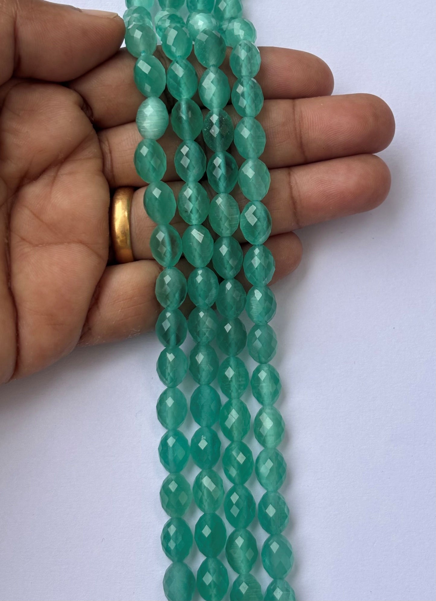 Faceted Green Agate Oval Beads for Jewelry Making
