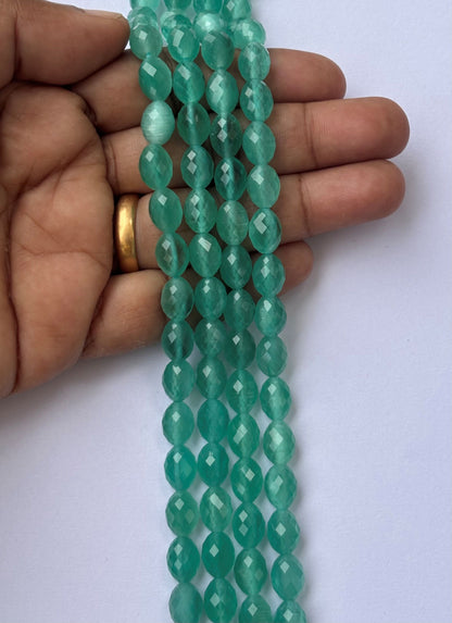 Faceted Green Agate Oval Beads for Jewelry Making