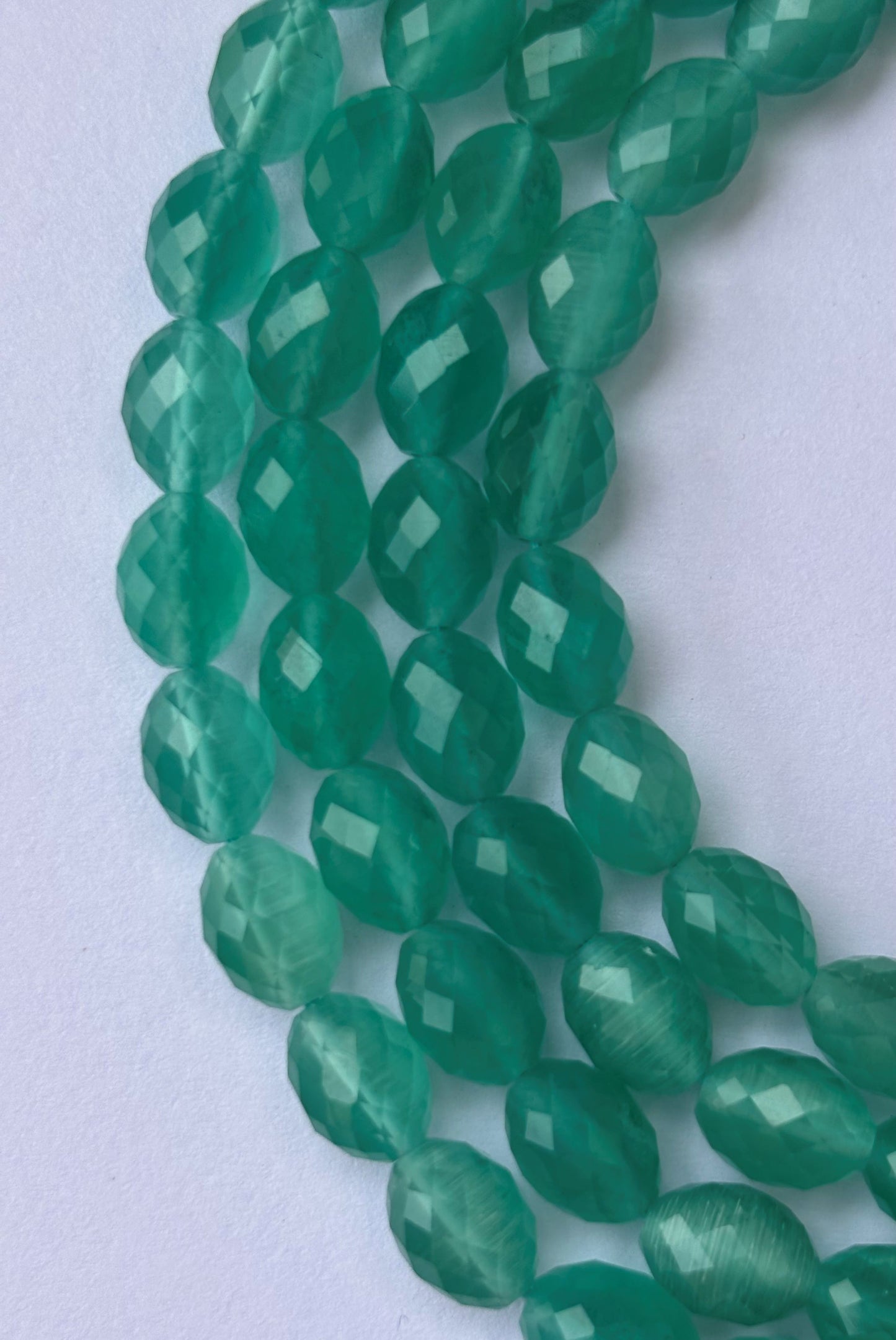 Faceted Green Agate Oval Beads for Jewelry Making