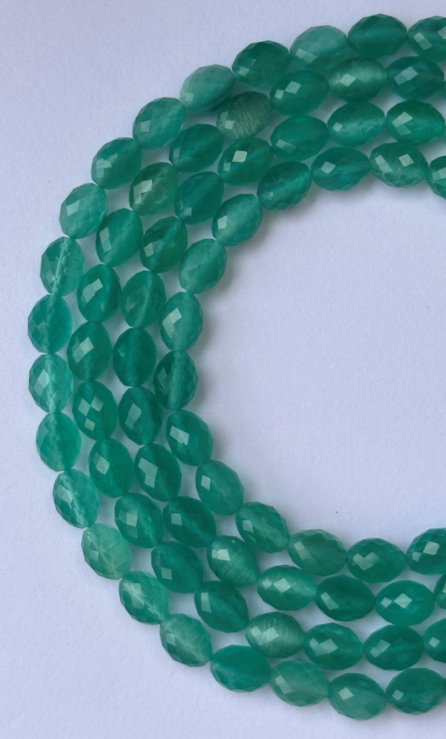 Faceted Green Agate Oval Beads for Jewelry Making