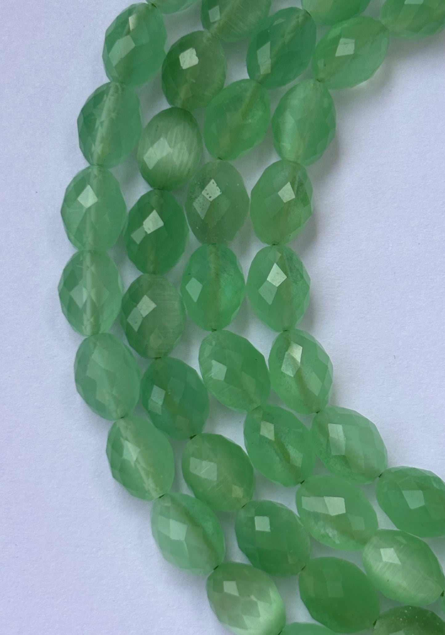 Faceted Green Aventurine Oval Beads for Jewelry Making