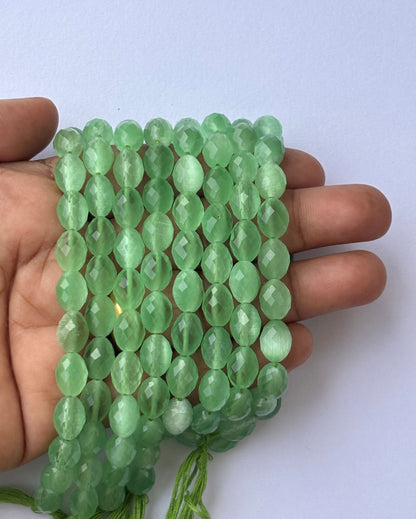 Faceted Green Aventurine Oval Beads for Jewelry Making