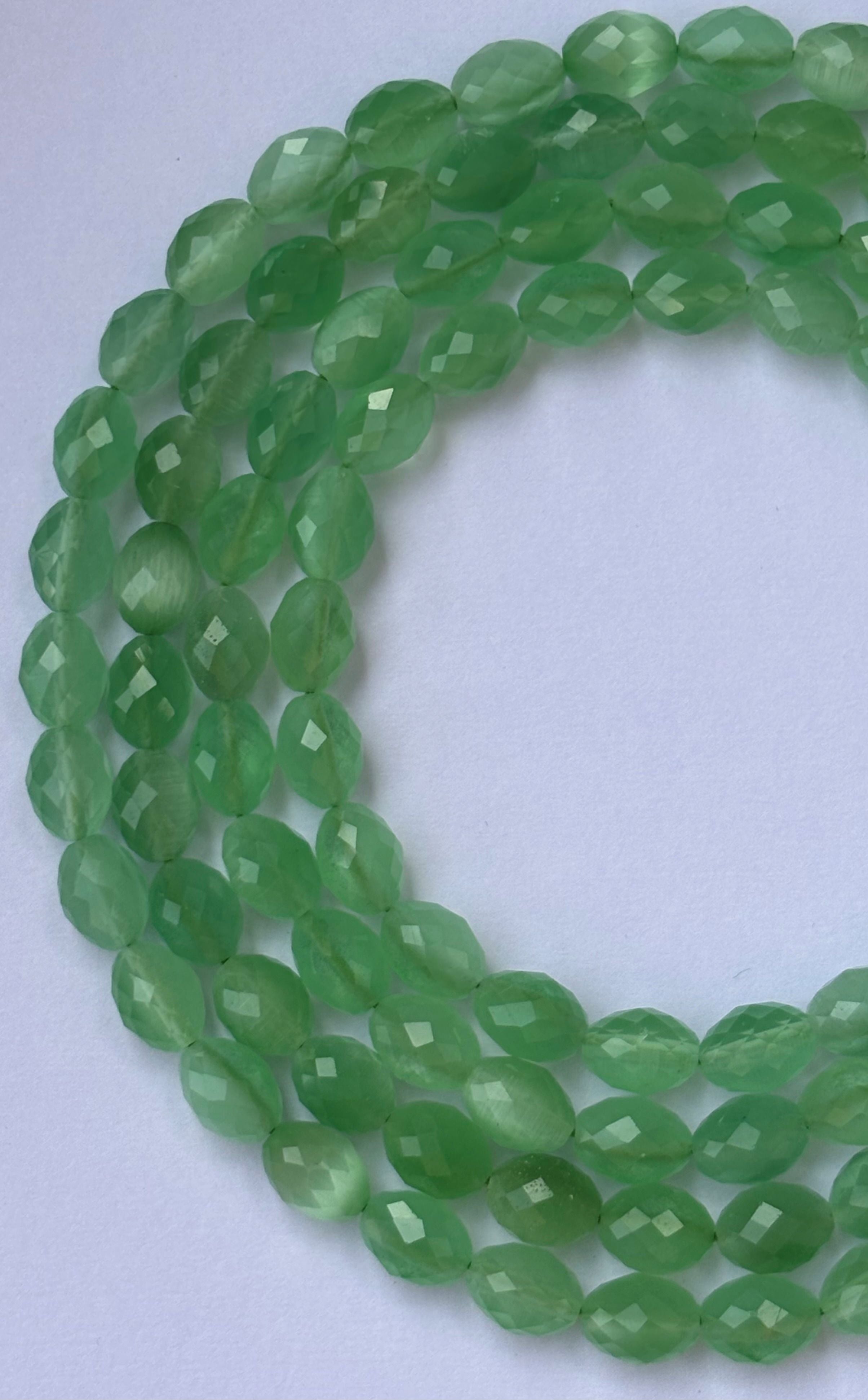 Faceted Green Aventurine Oval Beads for Jewelry Making