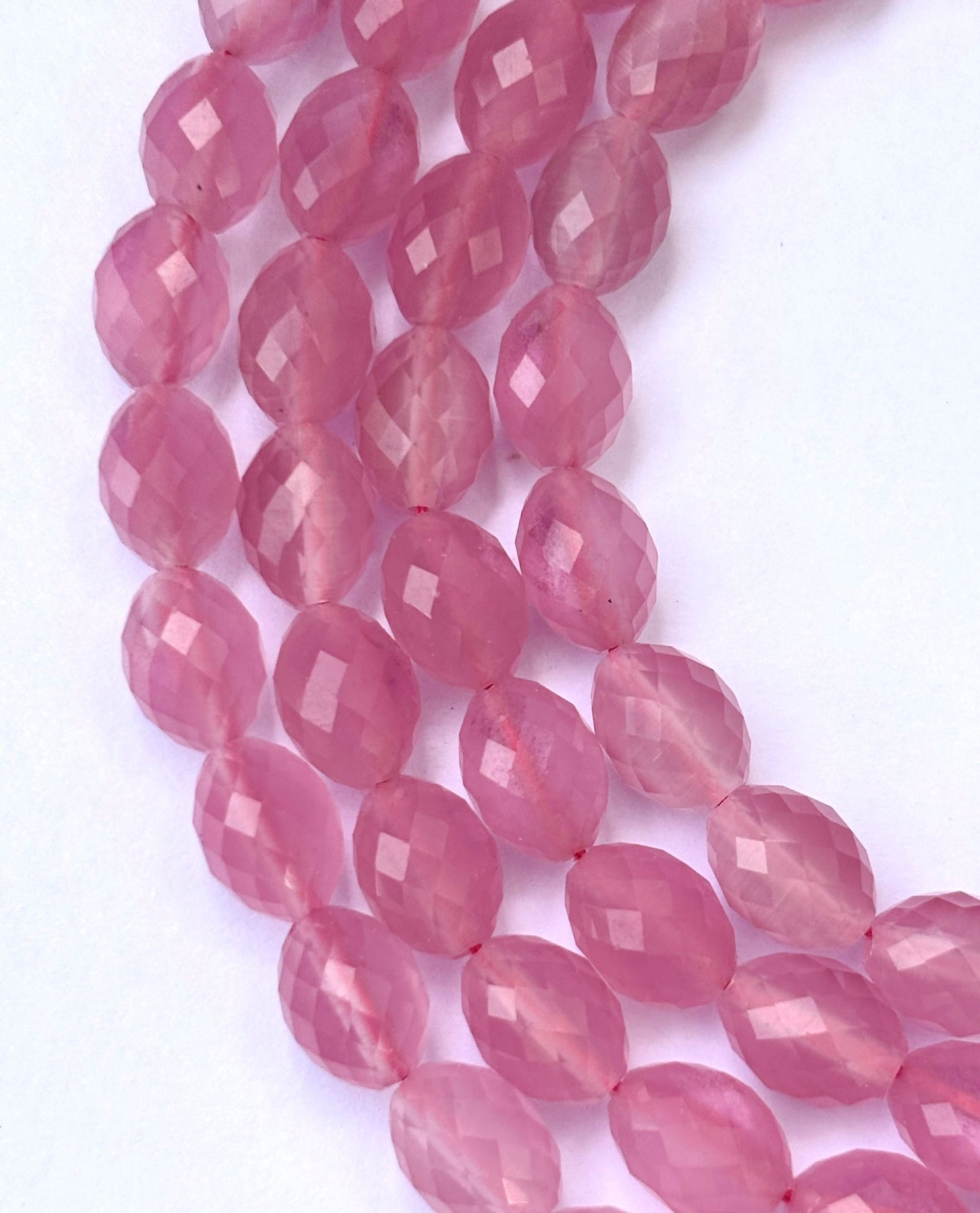 Faceted Pink Rose Quartz Oval Beads