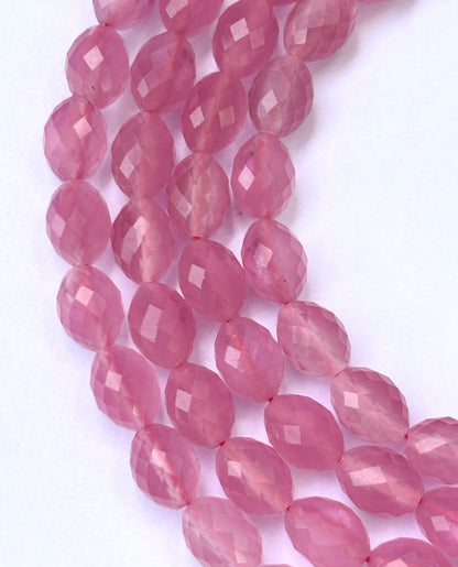Faceted Pink Rose Quartz Oval Beads