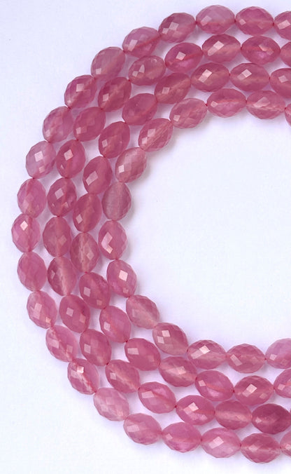 Faceted Pink Rose Quartz Oval Beads