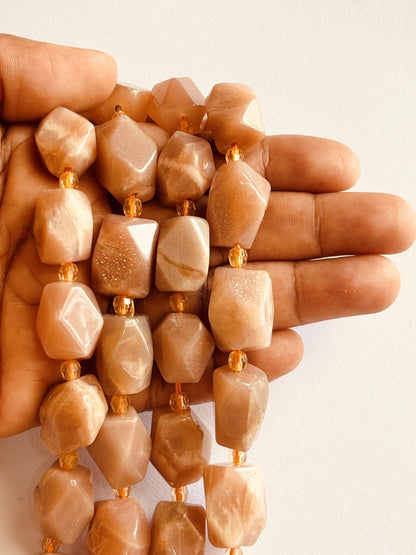 Natural Peach Moonstone Nugget Beads for Jewelry Making