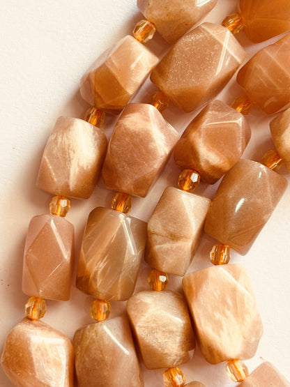 Natural Peach Moonstone Nugget Beads for Jewelry Making
