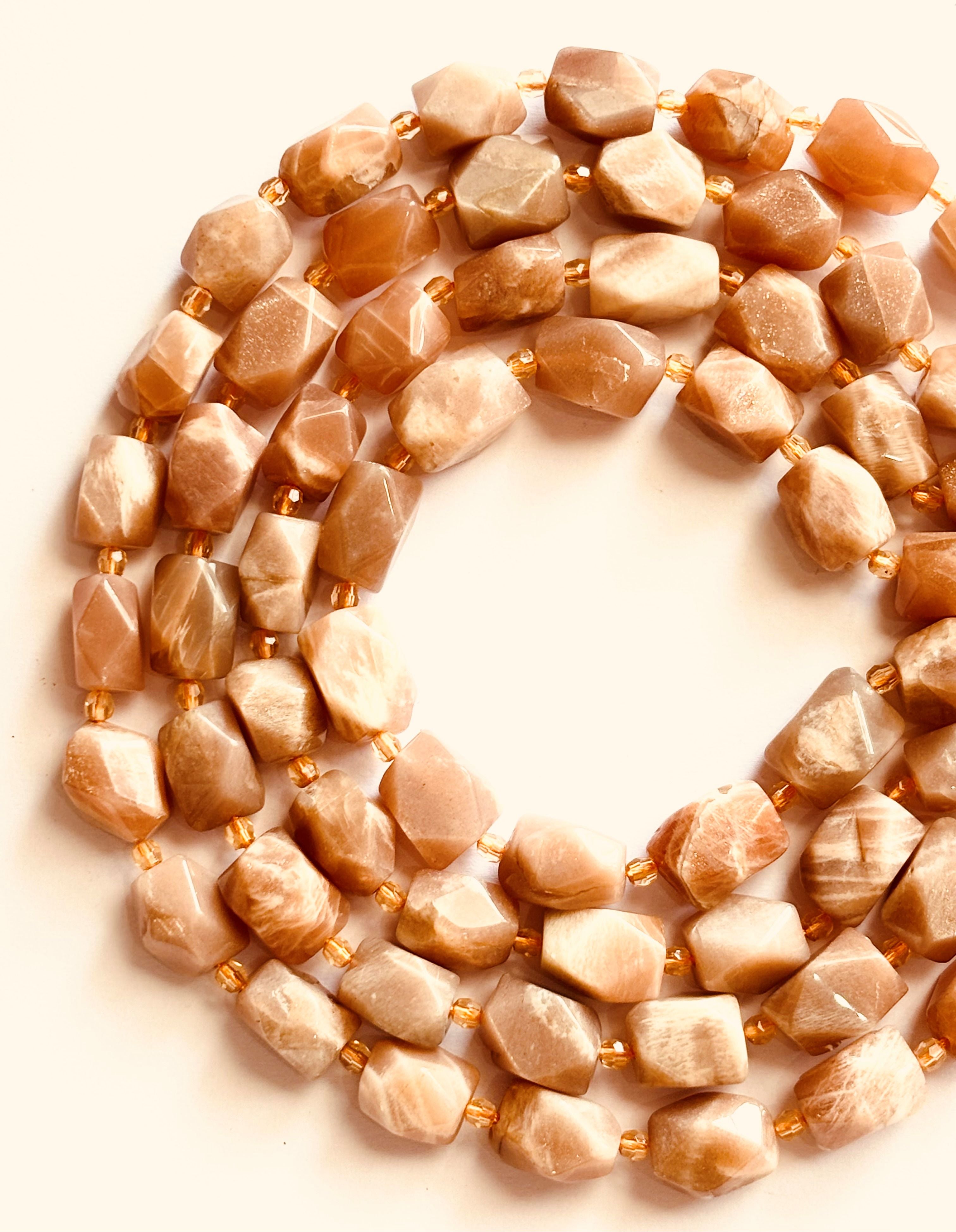 Natural Peach Moonstone Nugget Beads for Jewelry Making