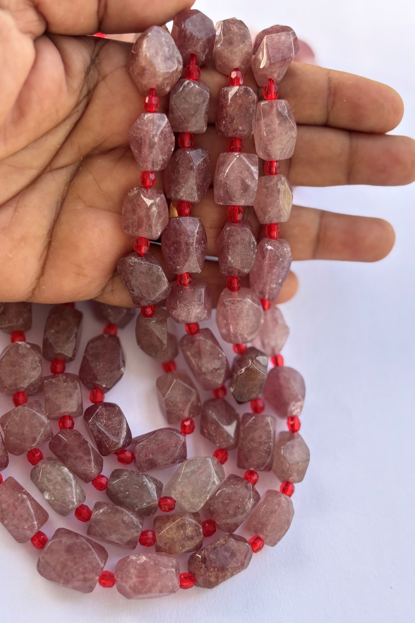 Natural Strawberry Quartz Nugget Beads for Jewelry Making