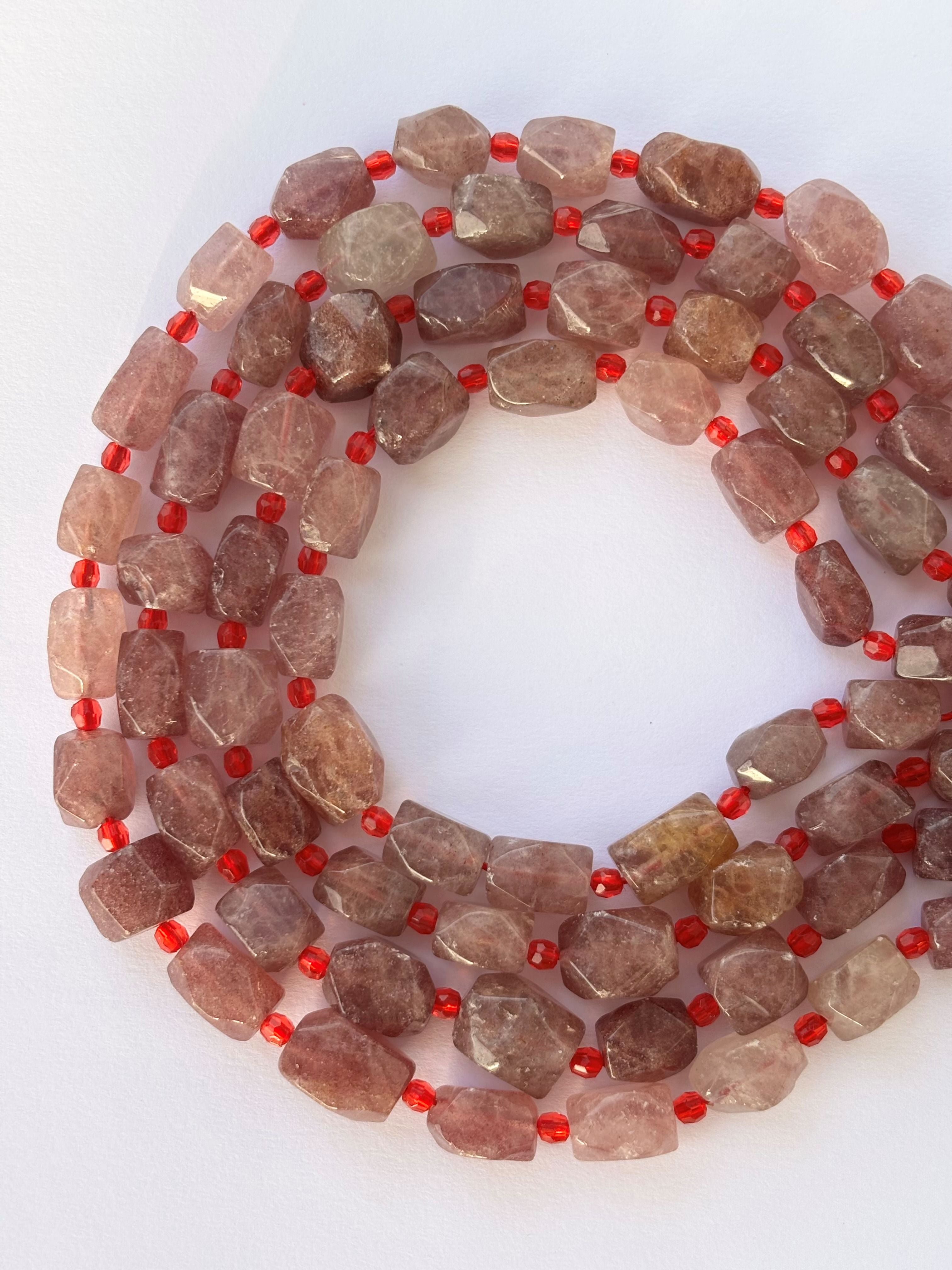 Natural Strawberry Quartz Nugget Beads for Jewelry Making