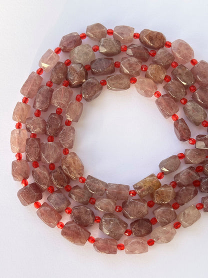 Natural Strawberry Quartz Nugget Beads for Jewelry Making