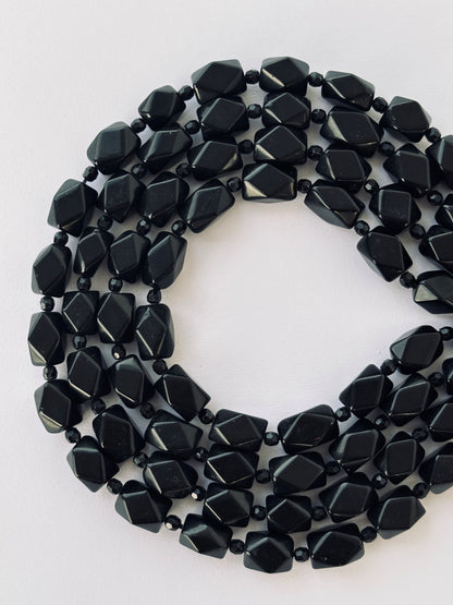 Faceted Black Onyx Geometric Beads for Jewelry Making