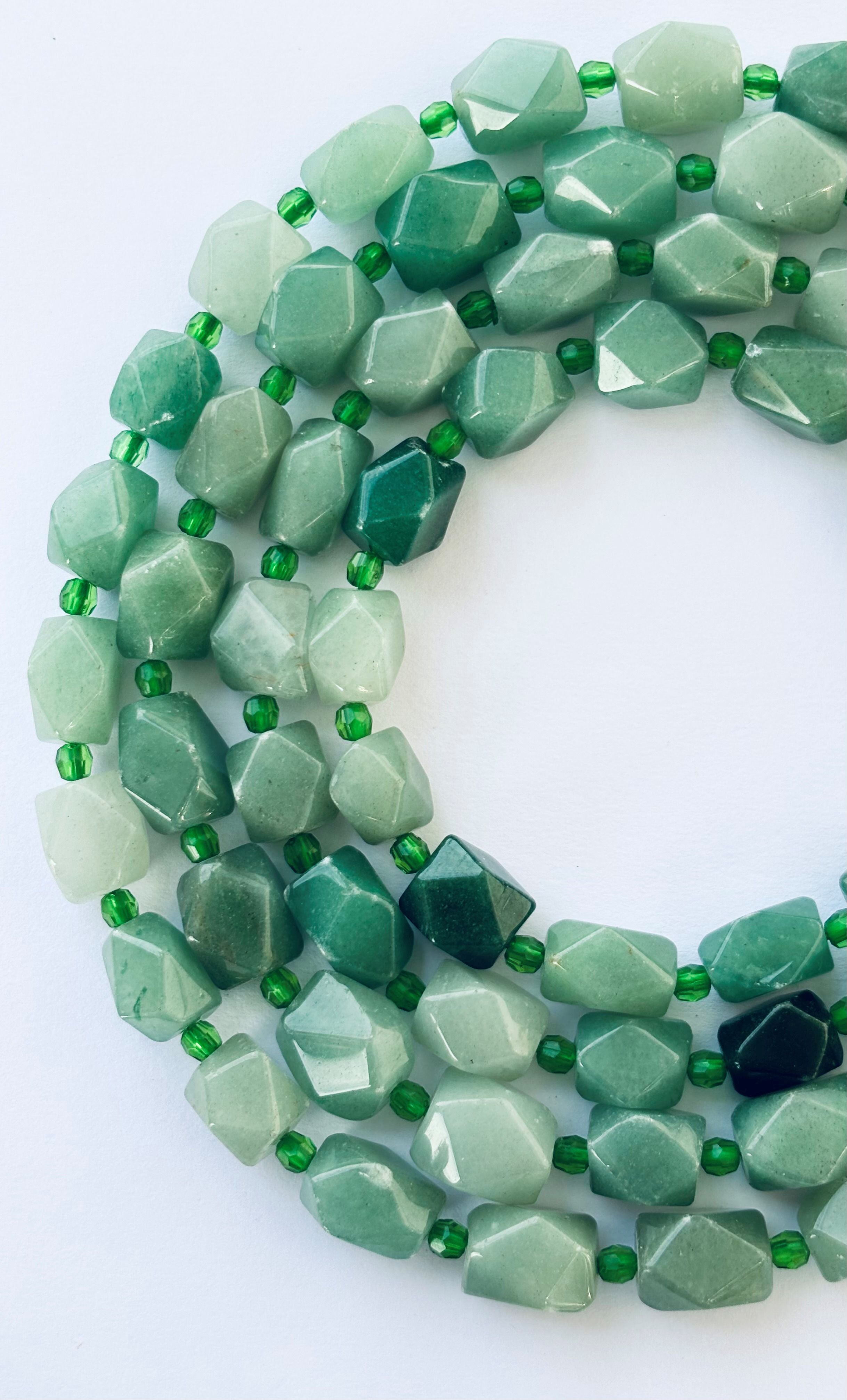 Faceted Green Aventurine Geometric Beads for Jewelry Beads