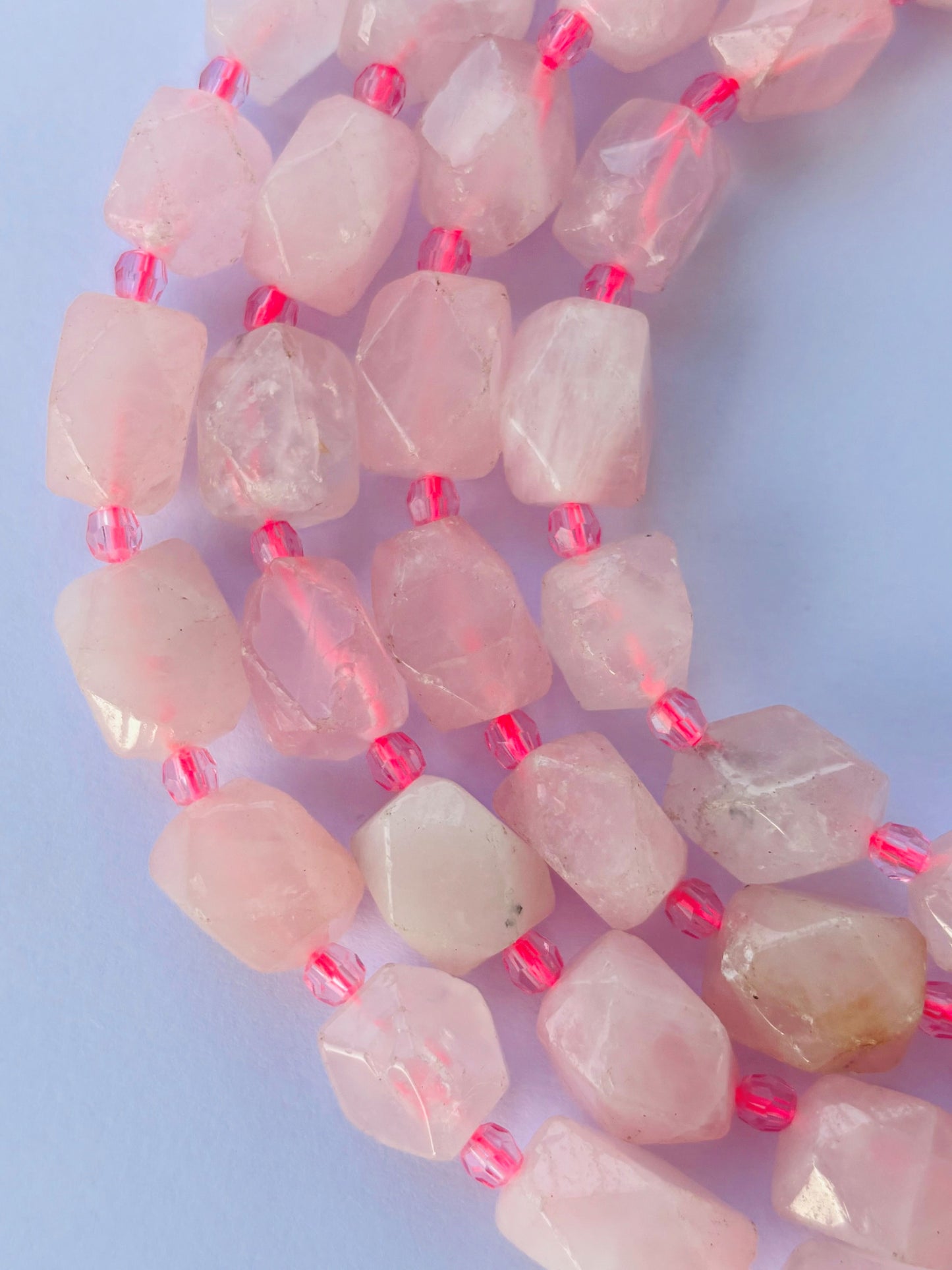 Faceted Rose Quartz Geometric Beads for Jewelry Making