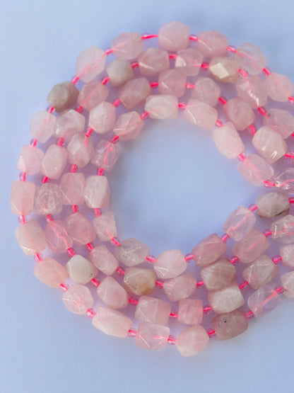 Faceted Rose Quartz Geometric Beads for Jewelry Making