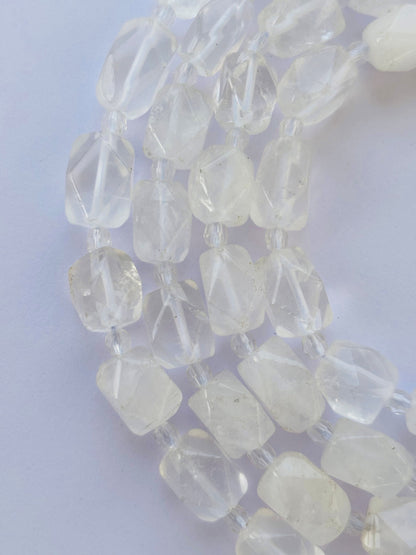 Faceted Clear Quartz Geometric Beads for Jewelry Making