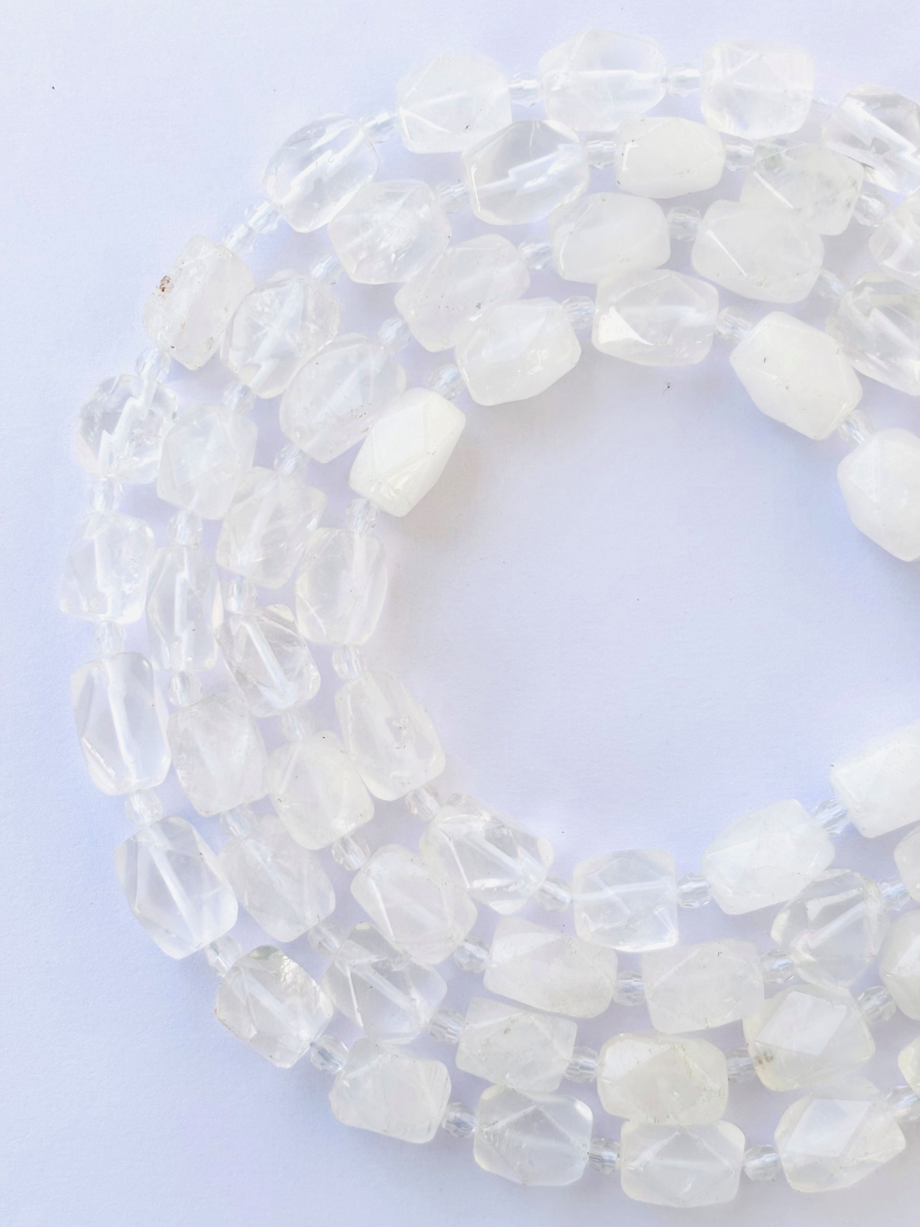 Faceted Clear Quartz Geometric Beads for Jewelry Making