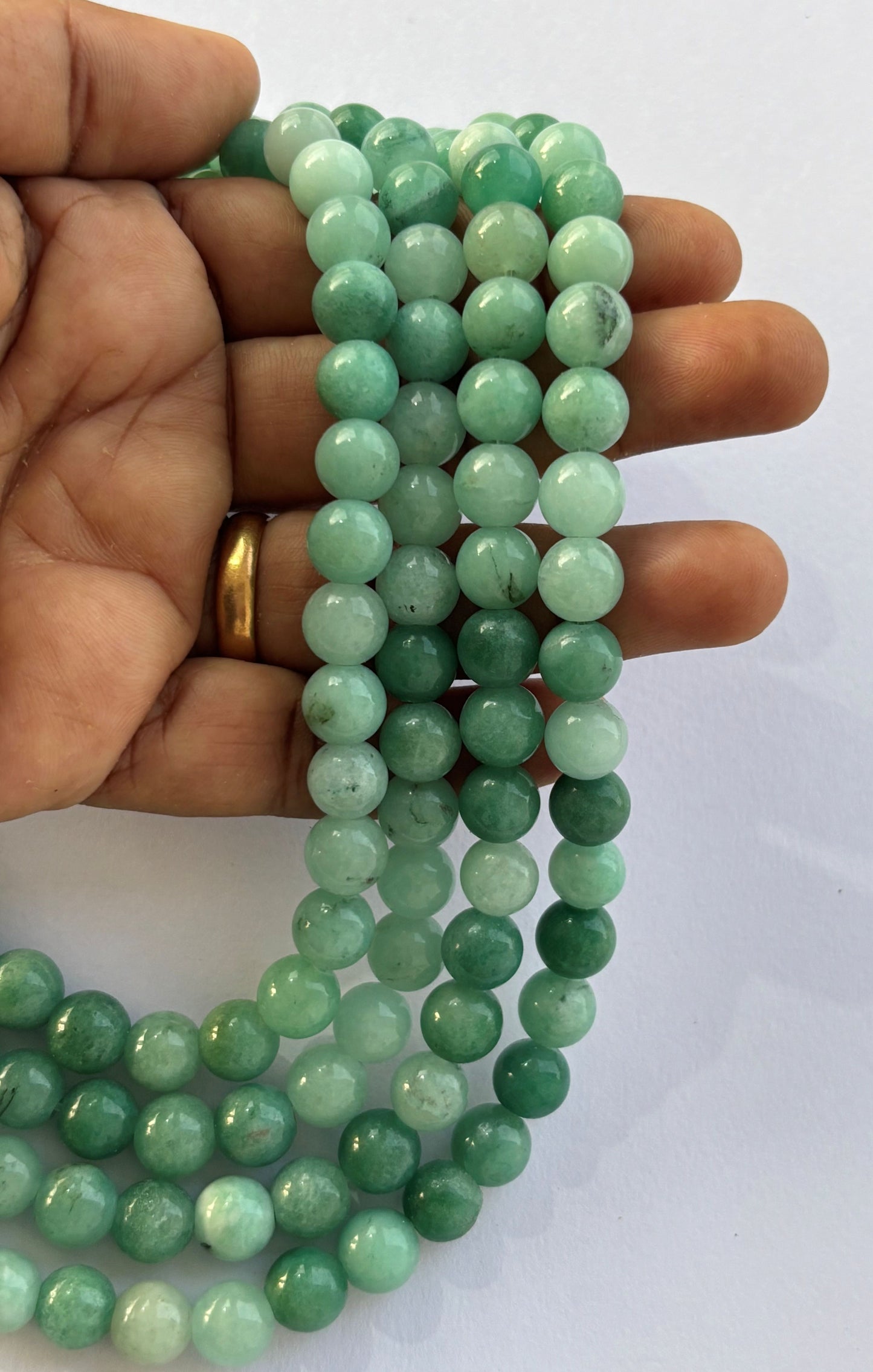 Natural Green Aventurine Light to Dark Beads