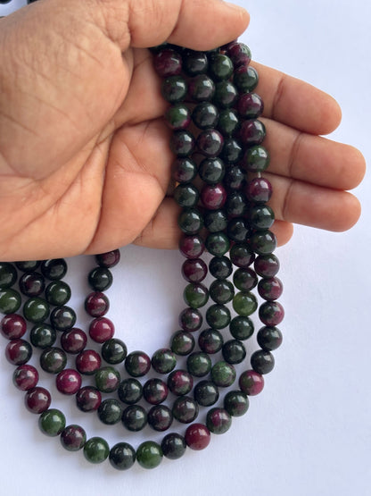 Natural Ruby in Zoisite Round Beads for Jewelry Making