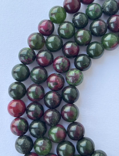 Natural Ruby in Zoisite Round Beads for Jewelry Making