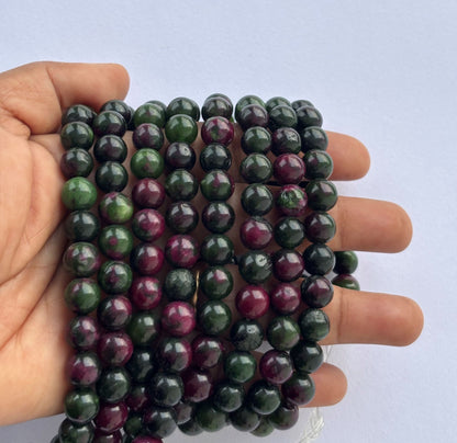 Natural Ruby in Zoisite Round Beads for Jewelry Making