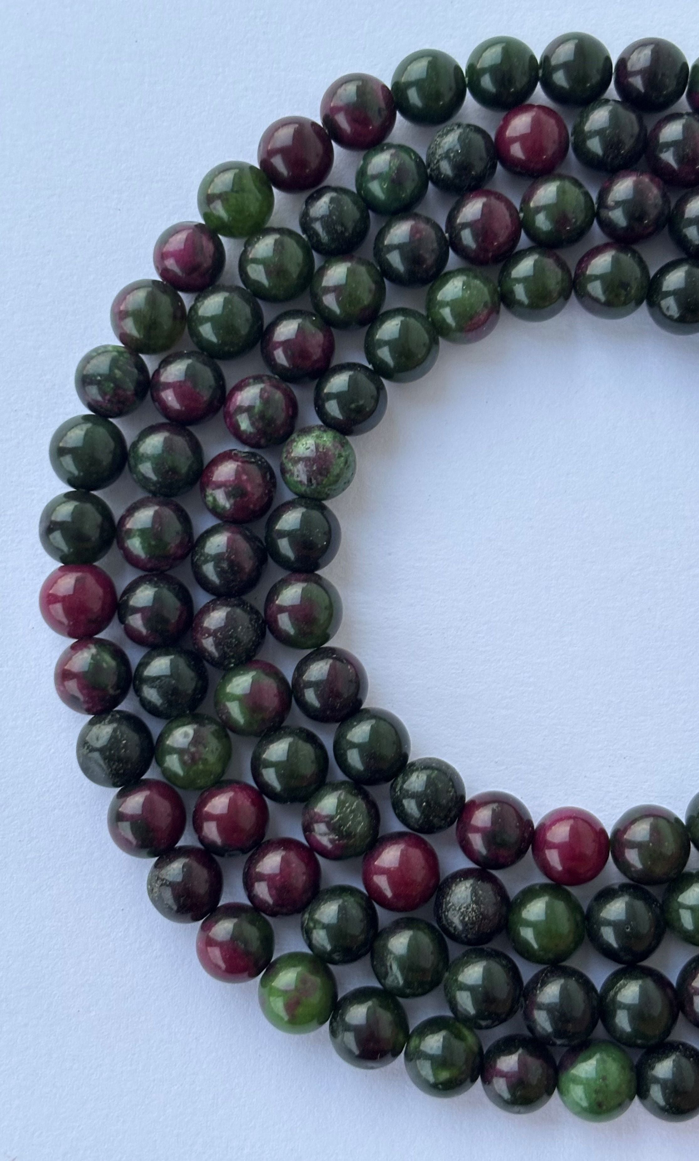 Natural Ruby in Zoisite Round Beads for Jewelry Making