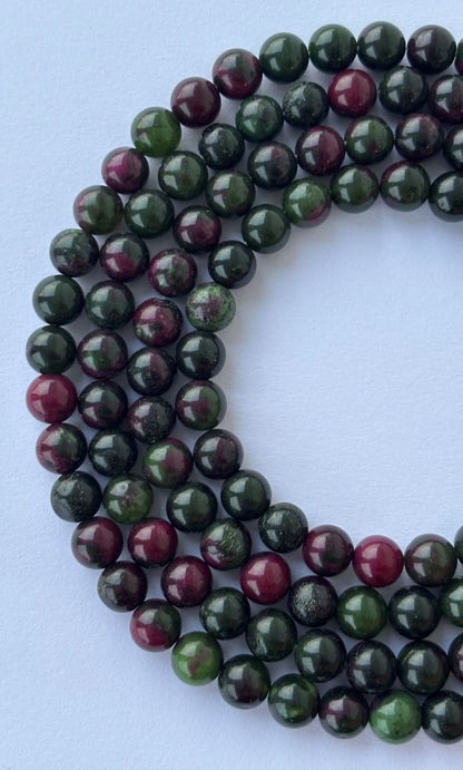Natural Ruby in Zoisite Round Beads for Jewelry Making