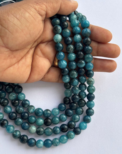 Natural Blue Apatite Round Beads for Jewelry Making