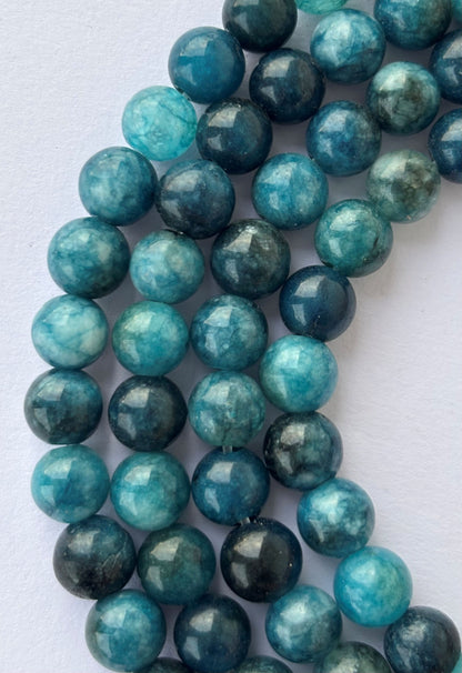 Natural Blue Apatite Round Beads for Jewelry Making