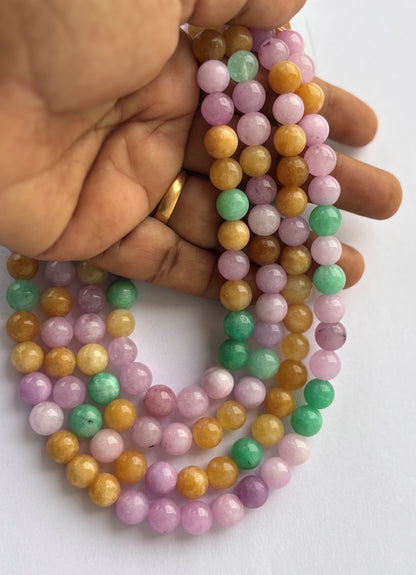 Multi-Color Pastel Jade Round Beads for Jewelry Making