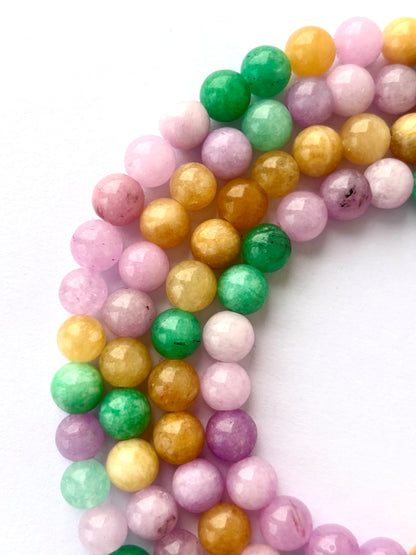 Multi-Color Pastel Jade Round Beads for Jewelry Making