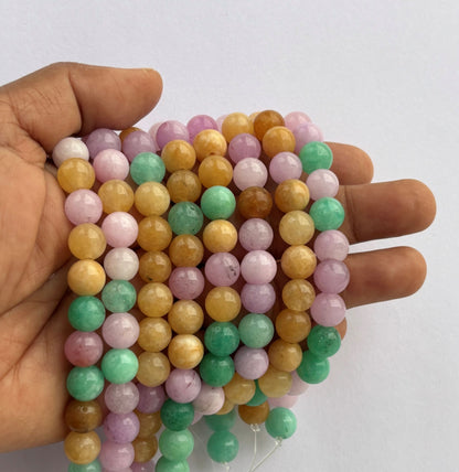 Multi-Color Pastel Jade Round Beads for Jewelry Making