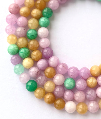 Multi-Color Pastel Jade Round Beads for Jewelry Making