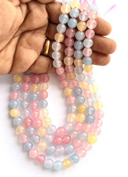 Multi-Color Pastel Agate Round Beads for Jewelry Making