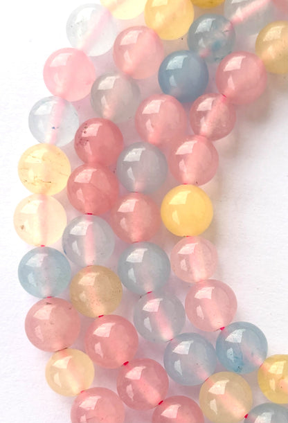 Multi-Color Pastel Agate Round Beads for Jewelry Making