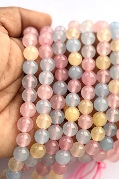 Multi-Color Pastel Agate Round Beads for Jewelry Making