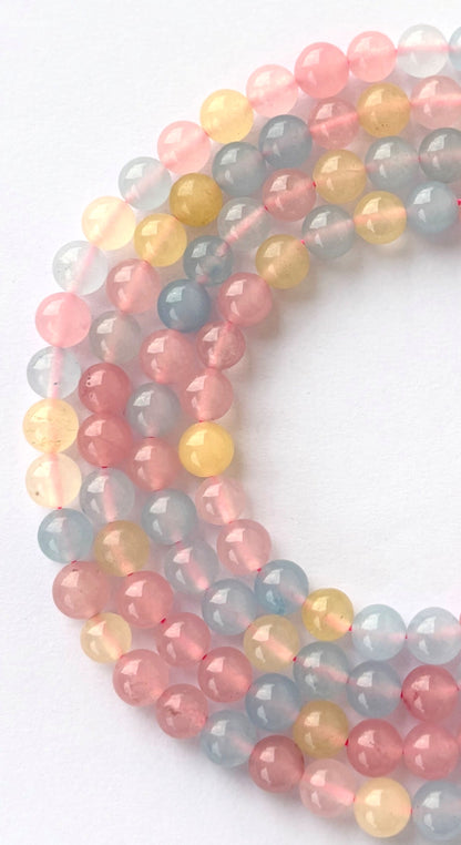 Multi-Color Pastel Agate Round Beads for Jewelry Making
