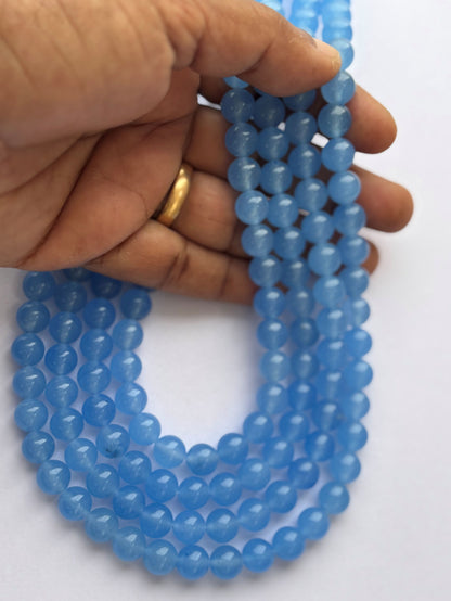 Natural Sky Blue Quartz Round Beads for Jewelry Making