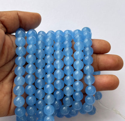 Natural Sky Blue Quartz Round Beads for Jewelry Making