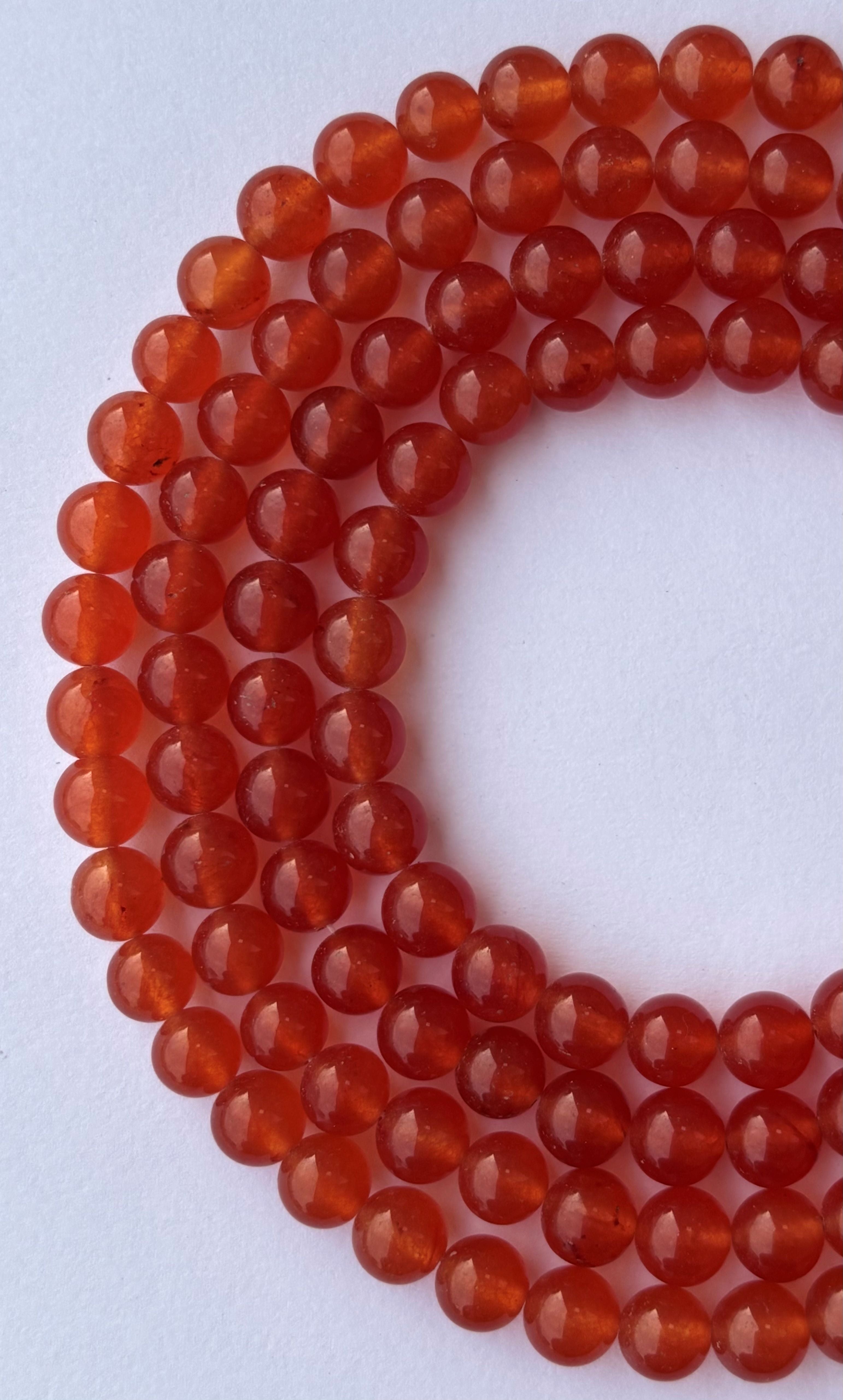 Natural Orange Carnelian Round Beads for Jewelry Making