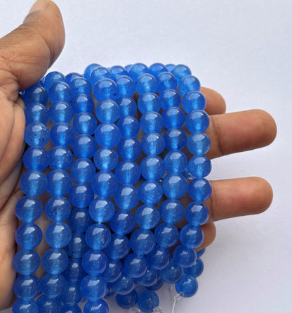 Natural Electric Blue Quartz Round Beads for Jewelry Making
