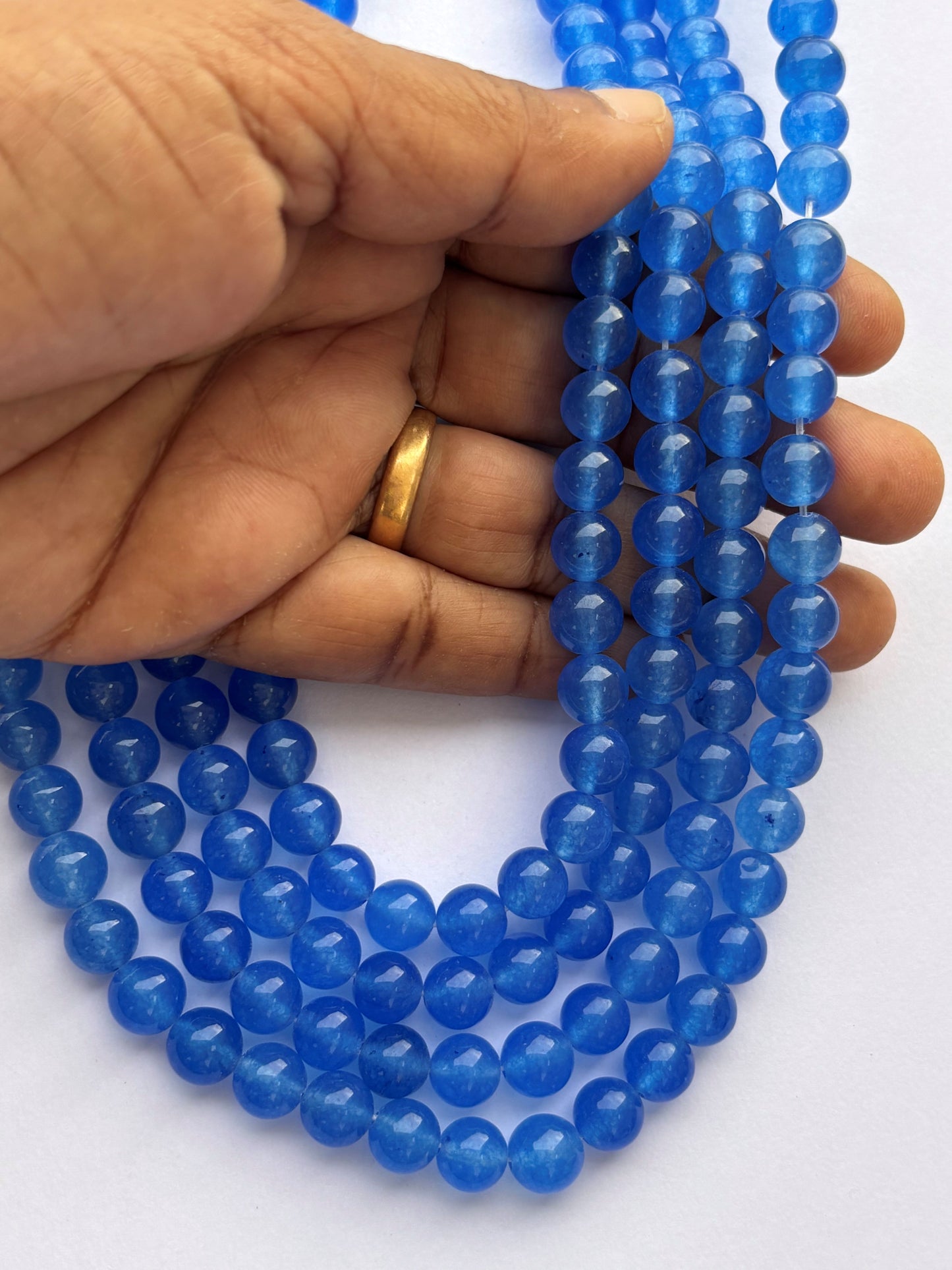 Natural Electric Blue Quartz Round Beads for Jewelry Making