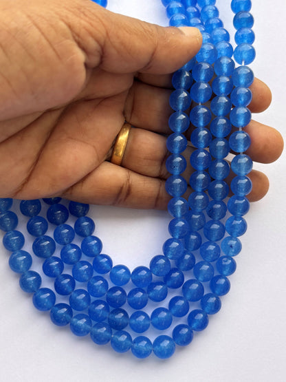 Natural Electric Blue Quartz Round Beads for Jewelry Making