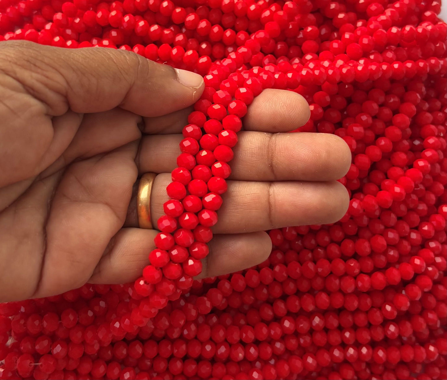 Red Faceted Rondelle Glass Beads for Jewelry Making